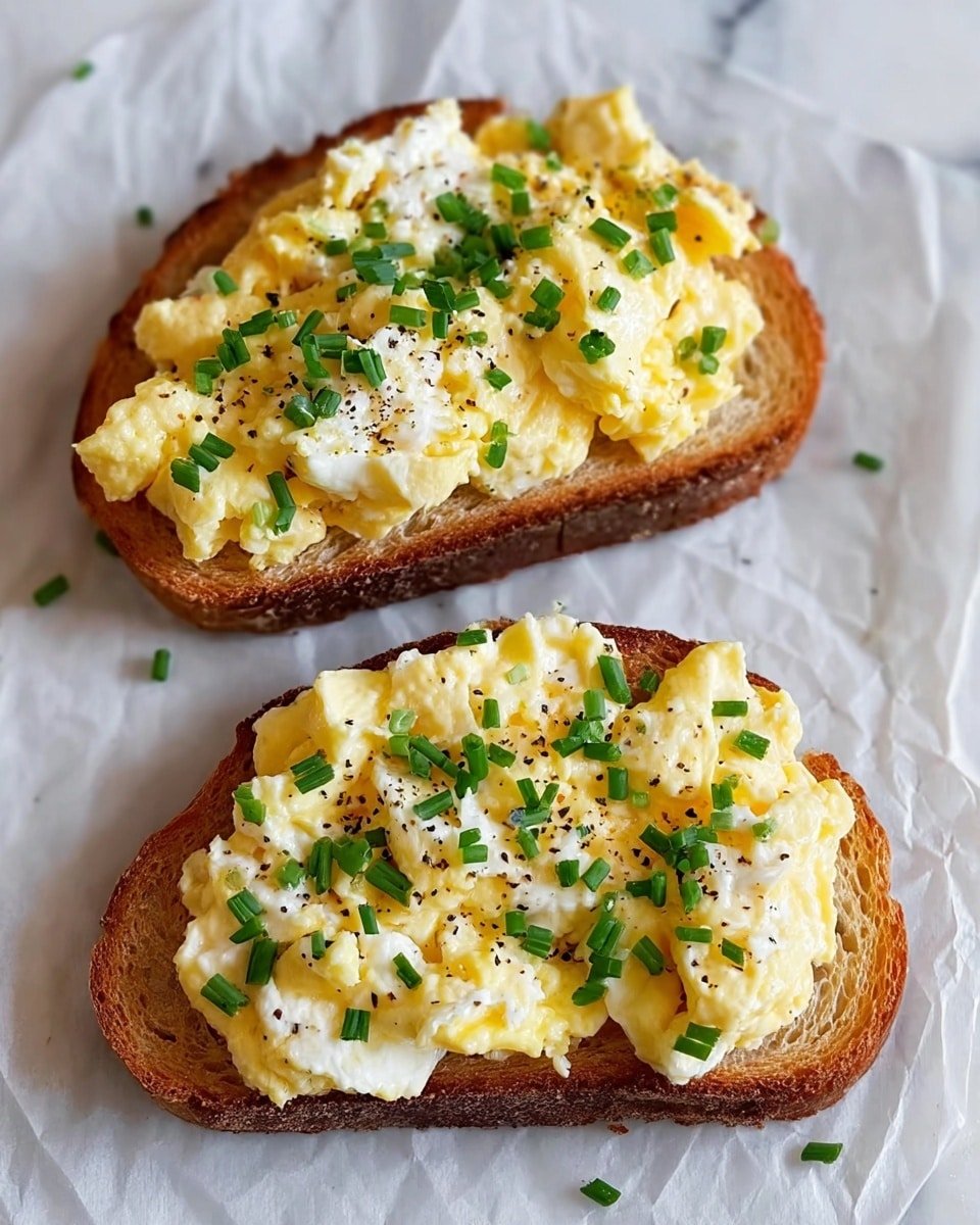 Chive and Ricotta Soft Scrambled Eggs on Toast Recipe - Recipe Image