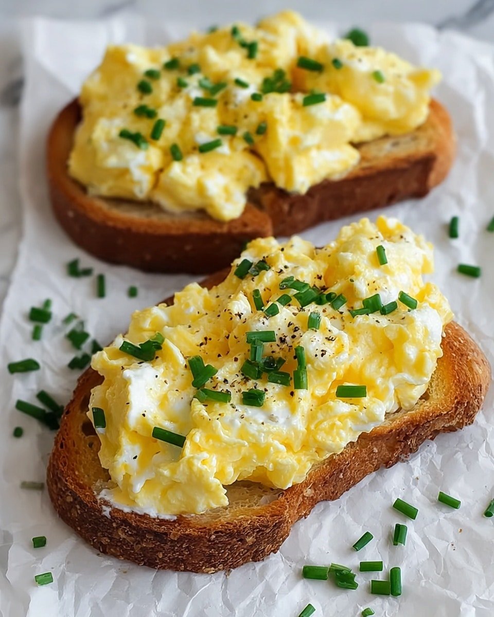 Chive and Ricotta Soft Scrambled Eggs on Toast Recipe - Recipe Image