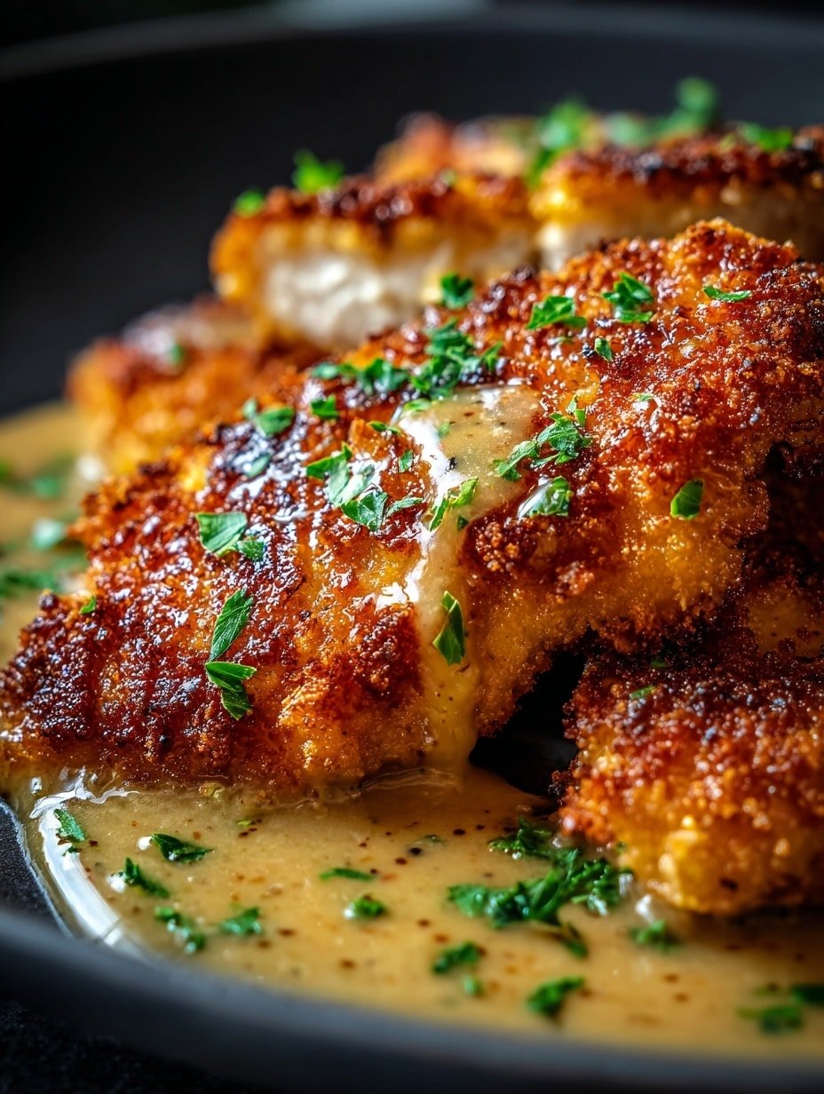 Crispy Parmesan Chicken with a Rich Garlic Sauce Recipe - Recipe Image
