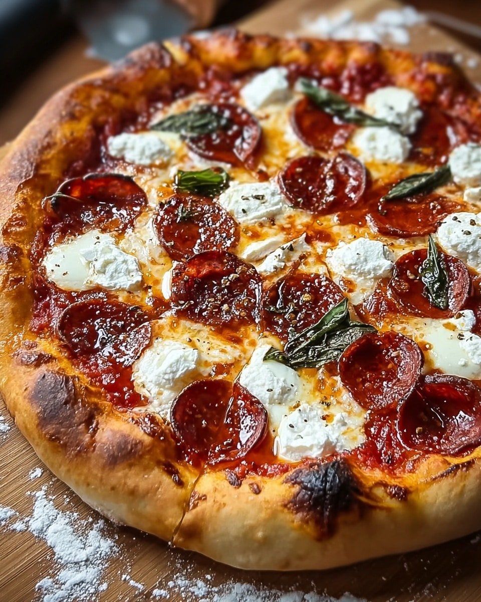 Hot Honey Pepperoni Ricotta Pizza Recipe - Recipe Image
