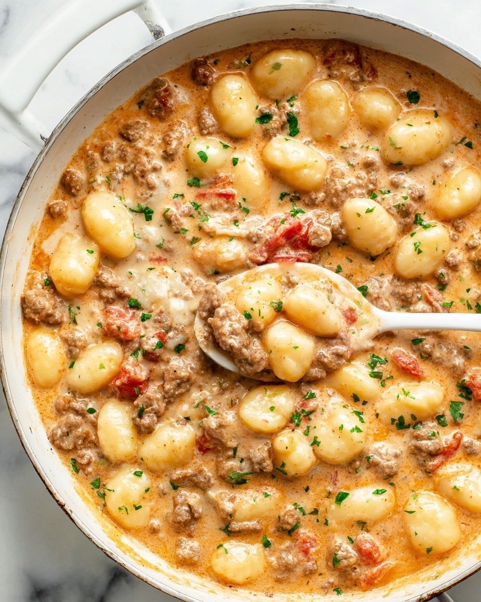 Ground Beef Gnocchi in Tomato Cream Sauce Recipe - Recipe Image