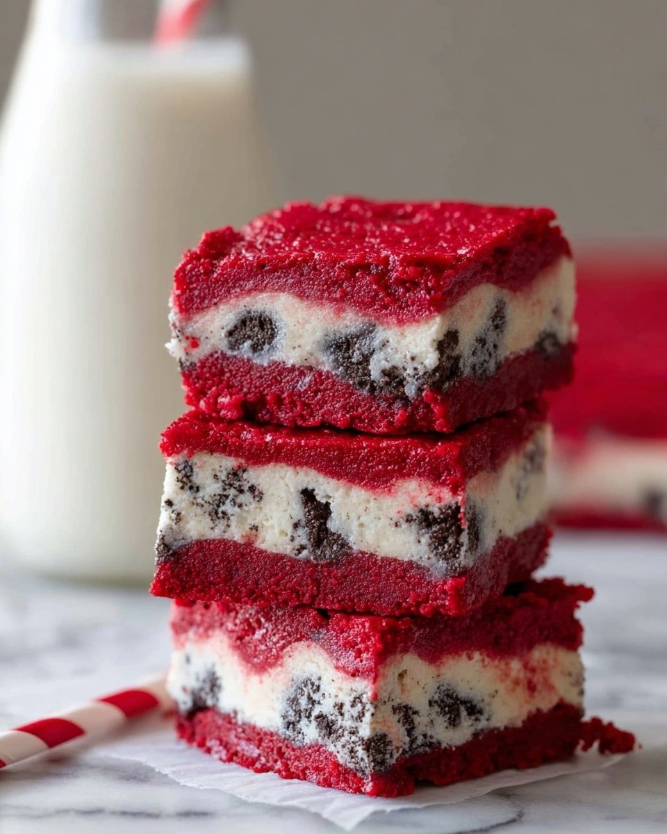 Oreo Cream Cheese Stuffed Red Velvet Brownies Recipe - Recipe Image