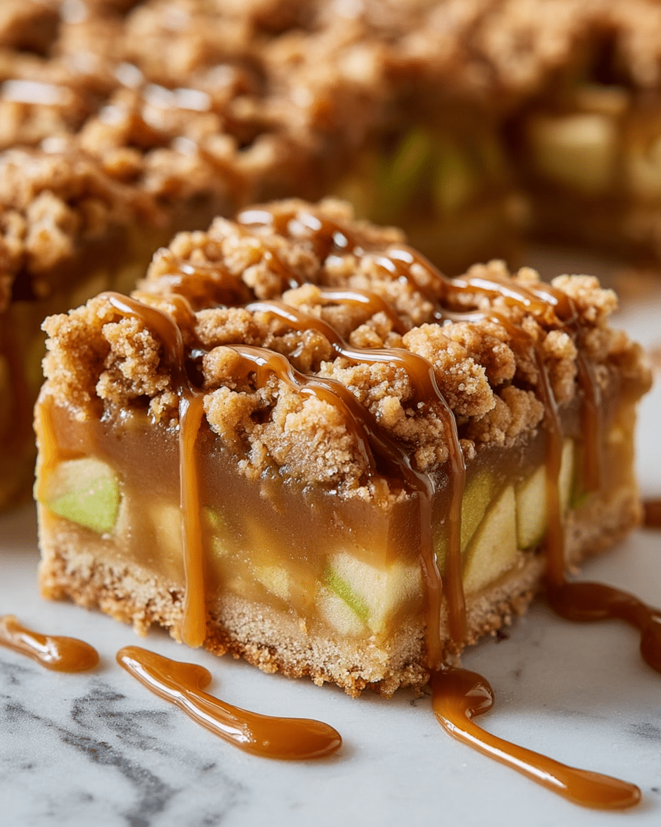 Salted Caramel Apple Crisp Bars Recipe - Recipe Image