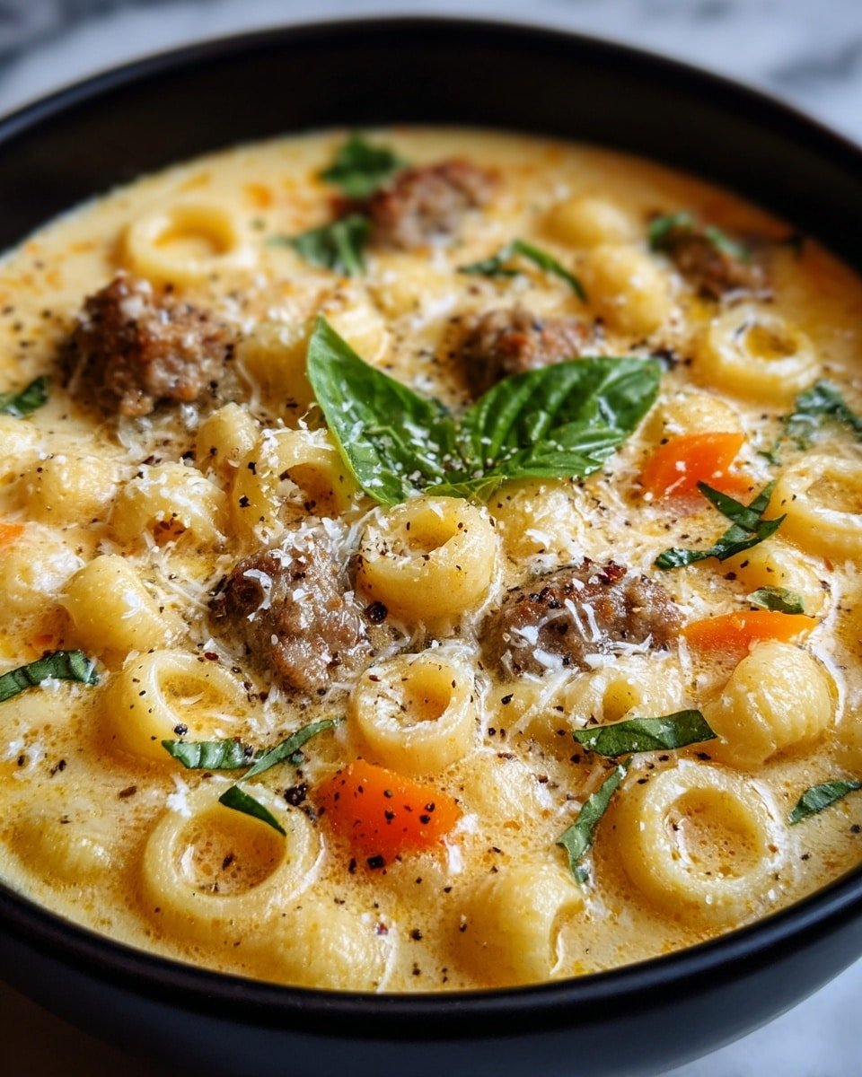 Creamy Parmesan Italian Sausage Ditalini Soup Recipe - Recipe Image