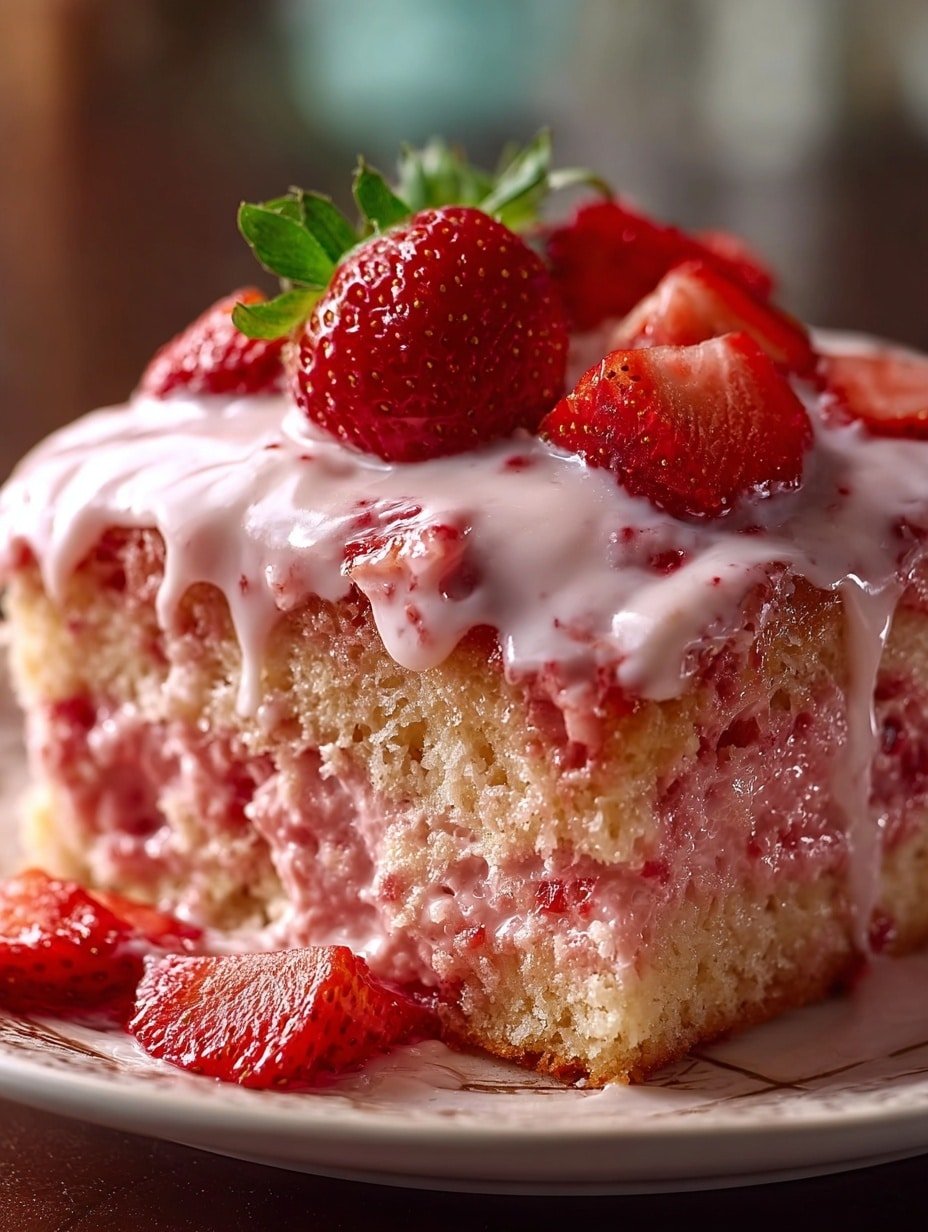 Strawberry Honeybun Cake with Strawberry Cream Icing Recipe - Recipe Image