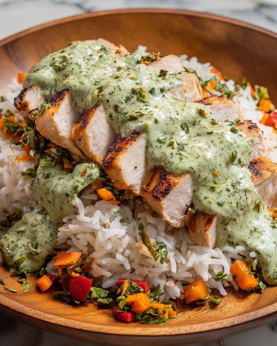 Chicken and Rice with Fresh Cilantro Green Sauce Recipe - Recipe Image