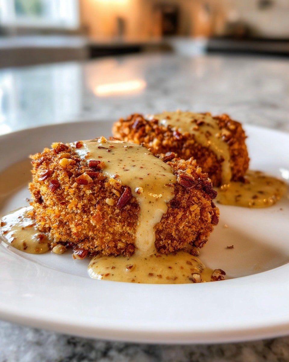 Pretzel-Crusted Chicken with Mustard-Cheddar Sauce Recipe - Recipe Image