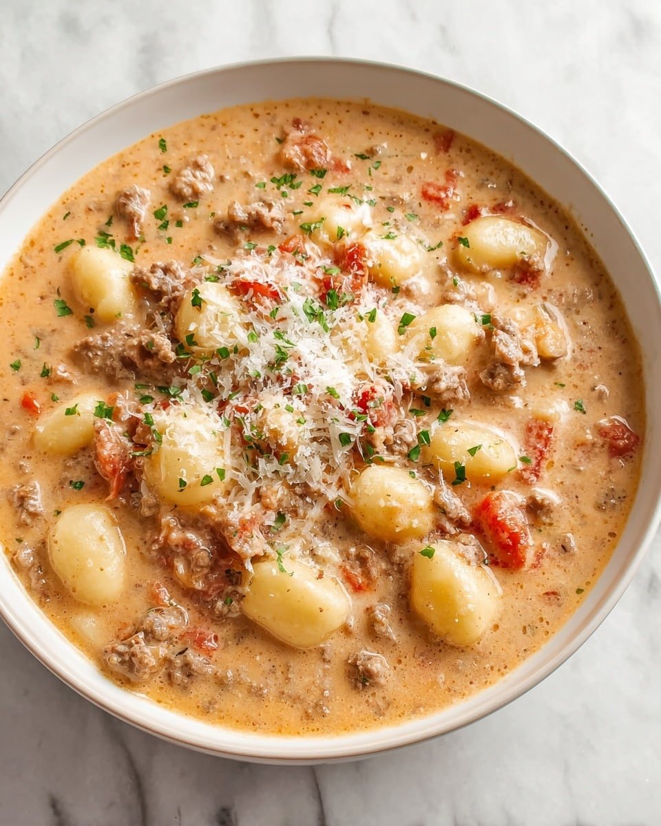 Ground Beef Gnocchi in Tomato Cream Sauce Recipe - Recipe Image