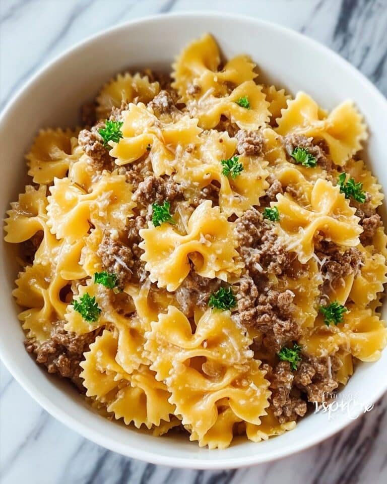 Garlic Butter Beef & Cheesy Bowtie Pasta Recipe