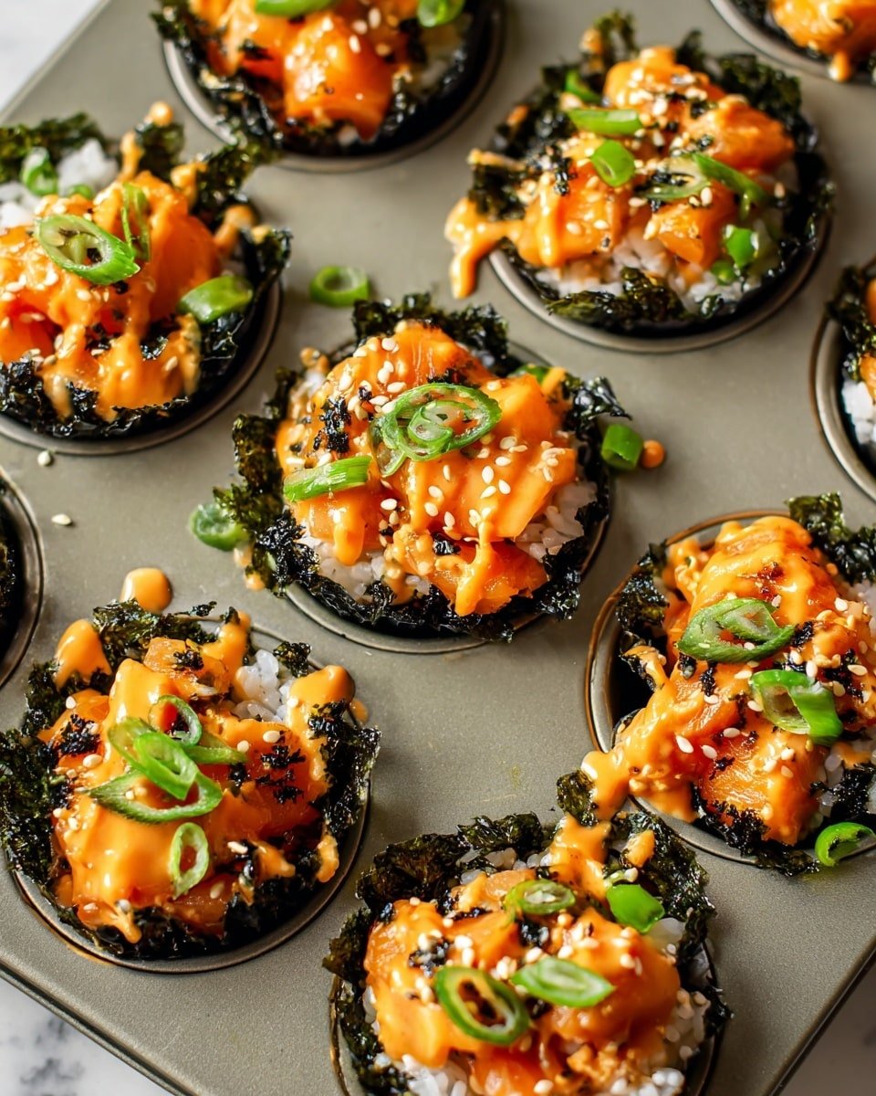 Easy Baked Salmon Sushi Cups Recipe - Recipe Image