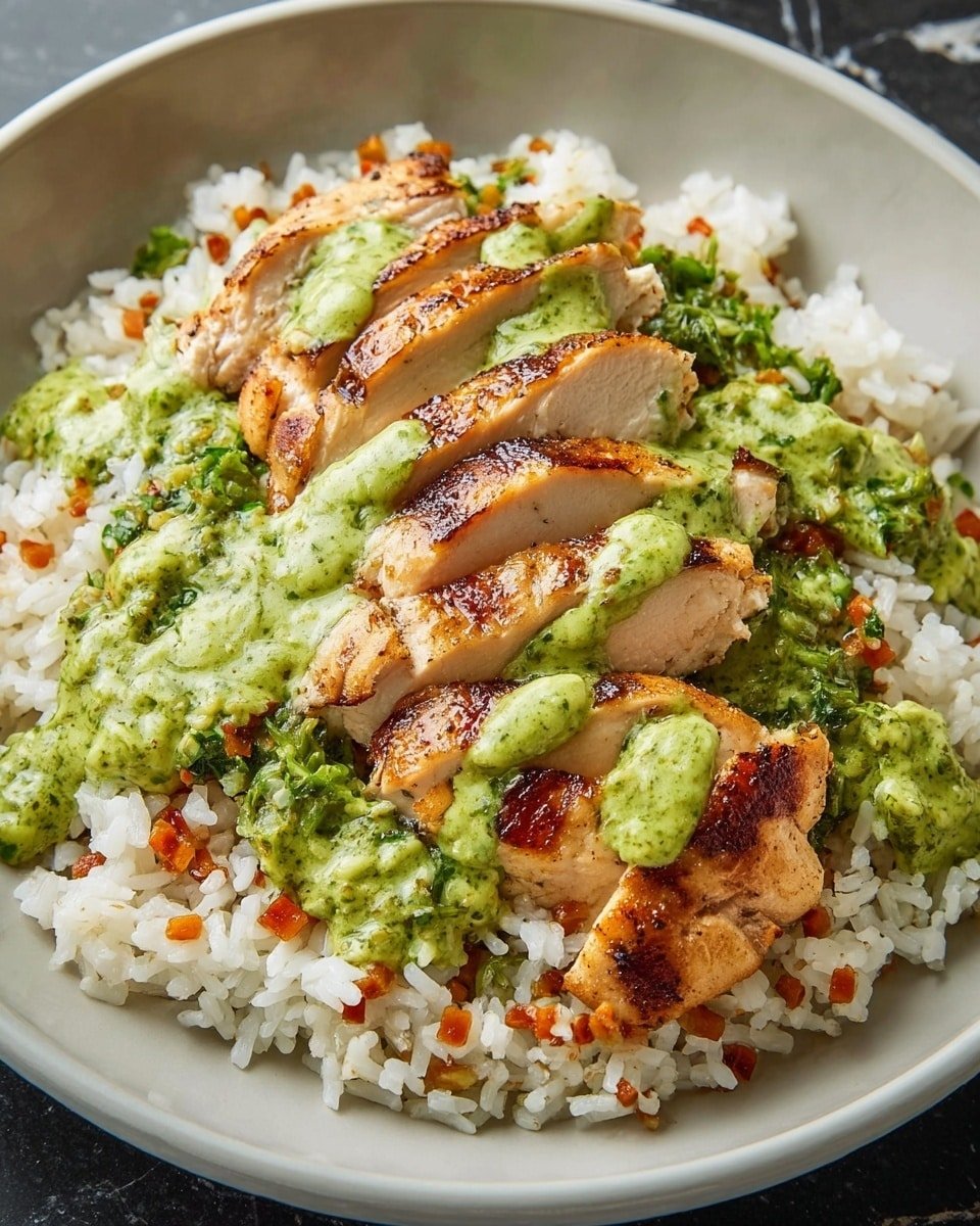 Chicken and Rice with Fresh Cilantro Green Sauce Recipe - Recipe Image