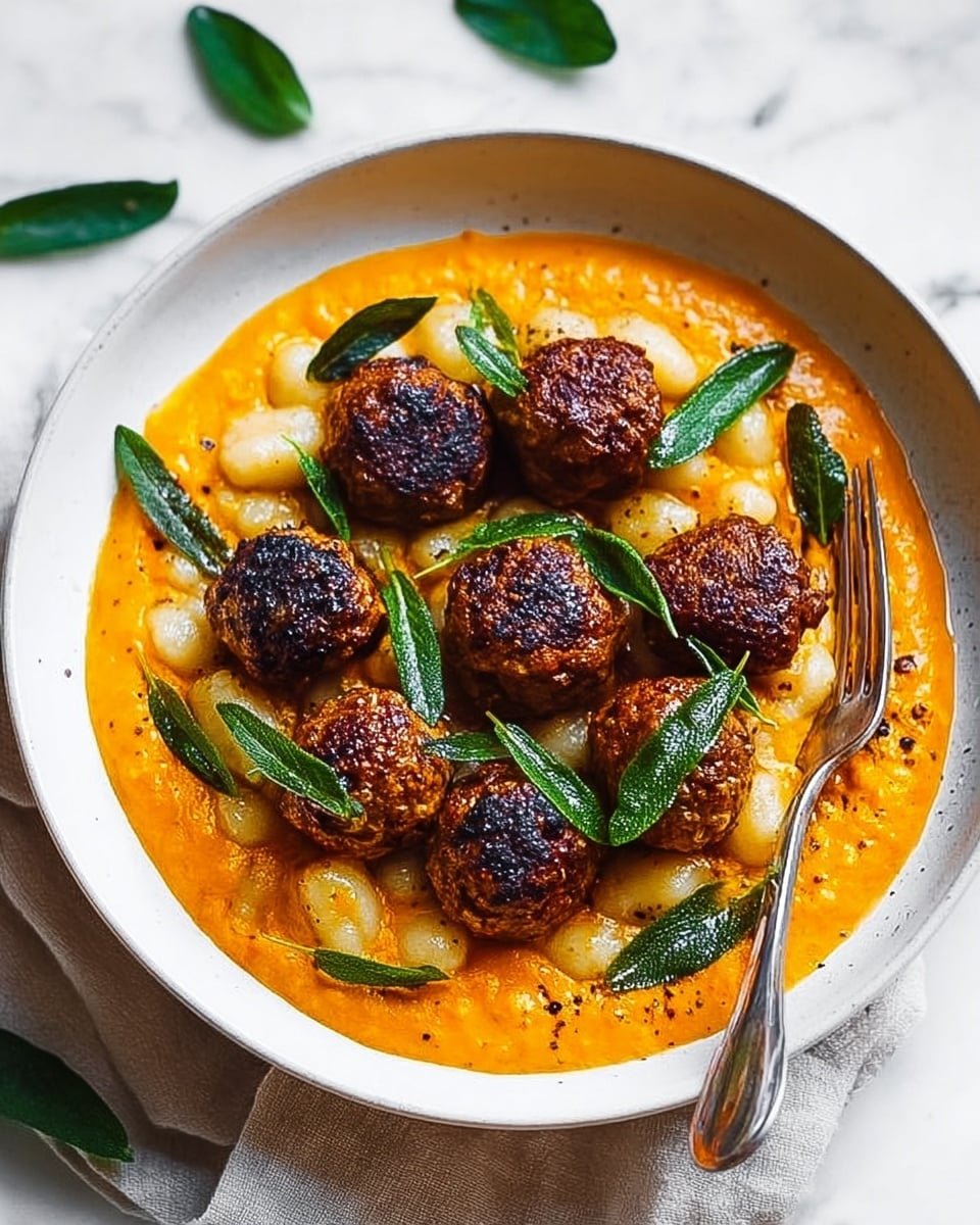 Meatballs with Pumpkin Sage Sauce Recipe - Recipe Image