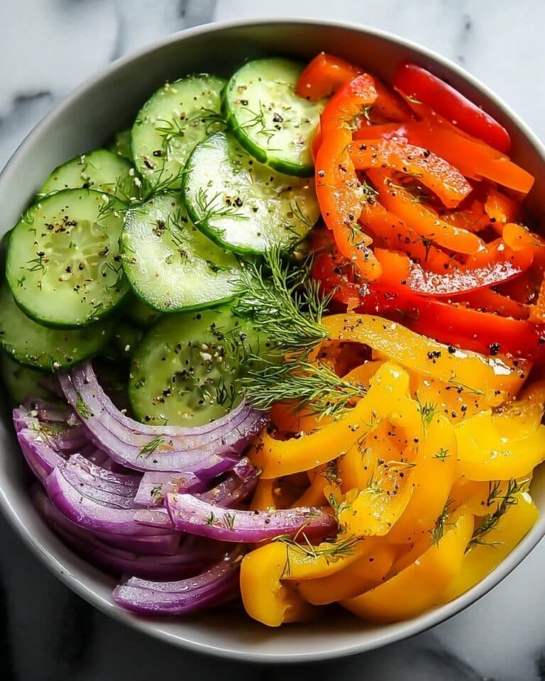 Cucumber and Colorful Bell Pepper Salad with Dill Vinaigrette Recipe