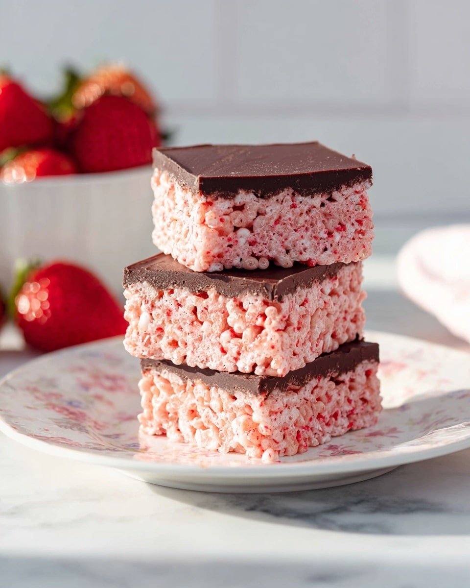 Strawberry Rice Krispie Treats with Dark Chocolate Recipe - Recipe Image