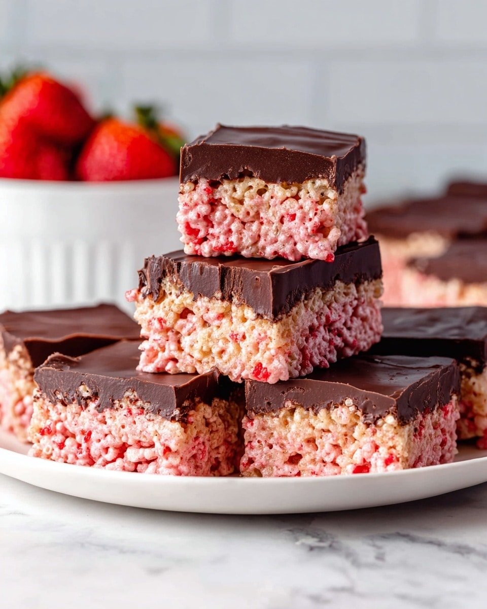 Strawberry Rice Krispie Treats with Dark Chocolate Recipe - Recipe Image