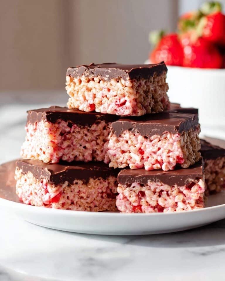 Strawberry Rice Krispie Treats with Dark Chocolate Recipe