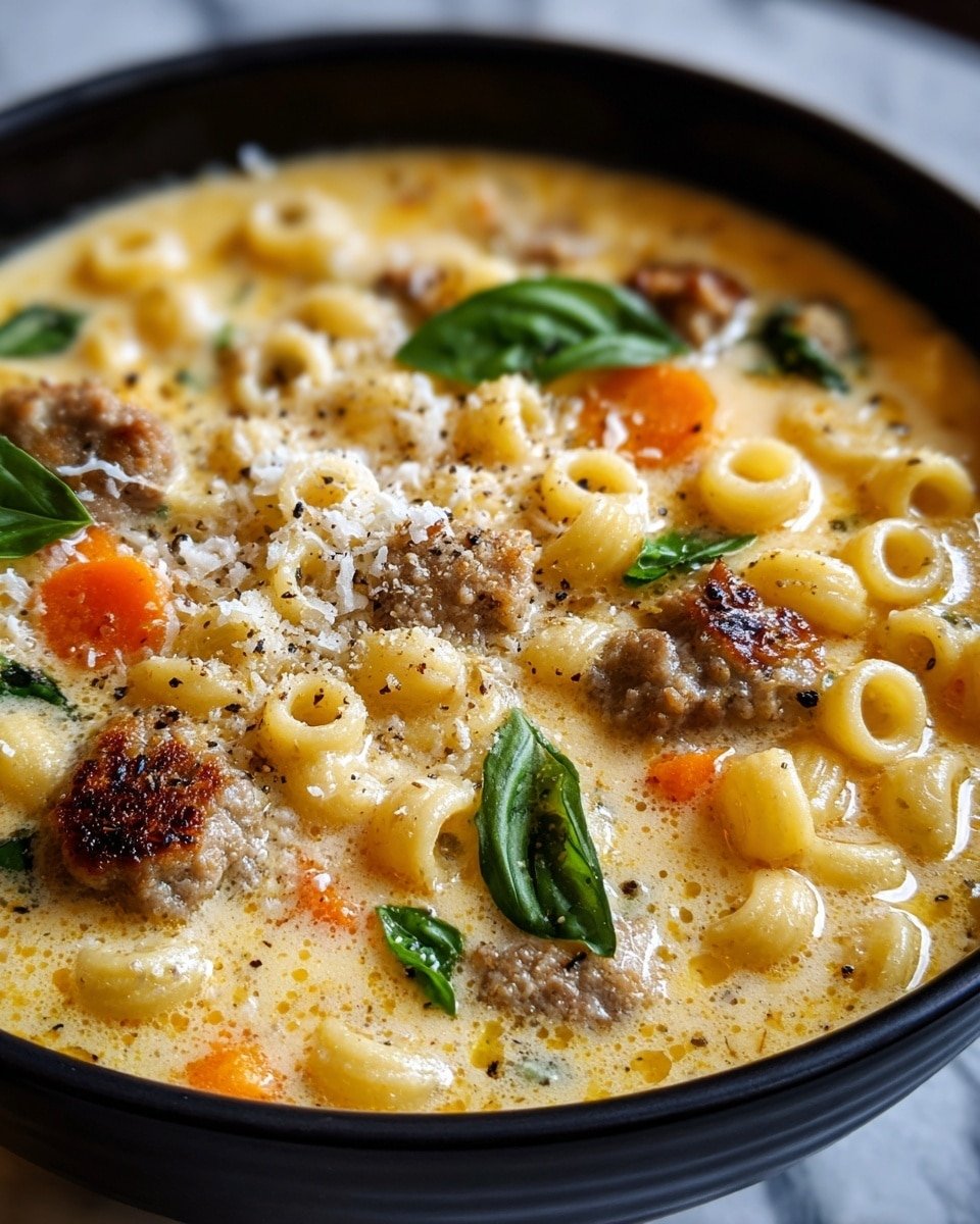 Creamy Parmesan Italian Sausage Ditalini Soup Recipe - Recipe Image