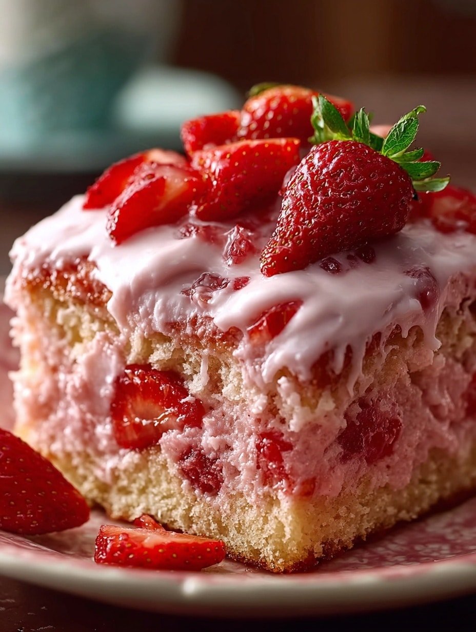 Strawberry Honeybun Cake with Strawberry Cream Icing Recipe - Recipe Image